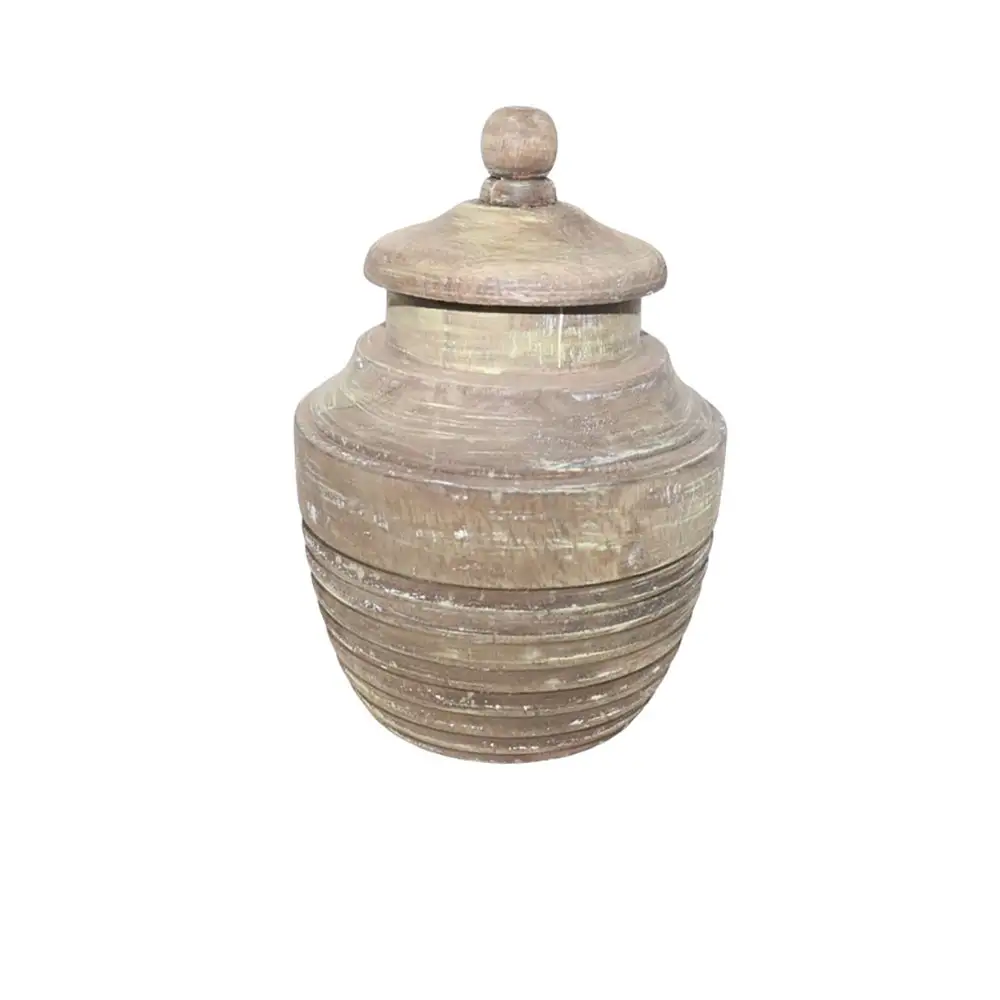 LIBERTA INDI ΔΟΧΕΙΟ ΑΠΟΘΗΚΕΥΣΗΣ ΜΕ ΚΑΠΑΚΙ 12x12x18cm ΞΥΛΟ ΦΥΣΙΚΟ ANTIKE