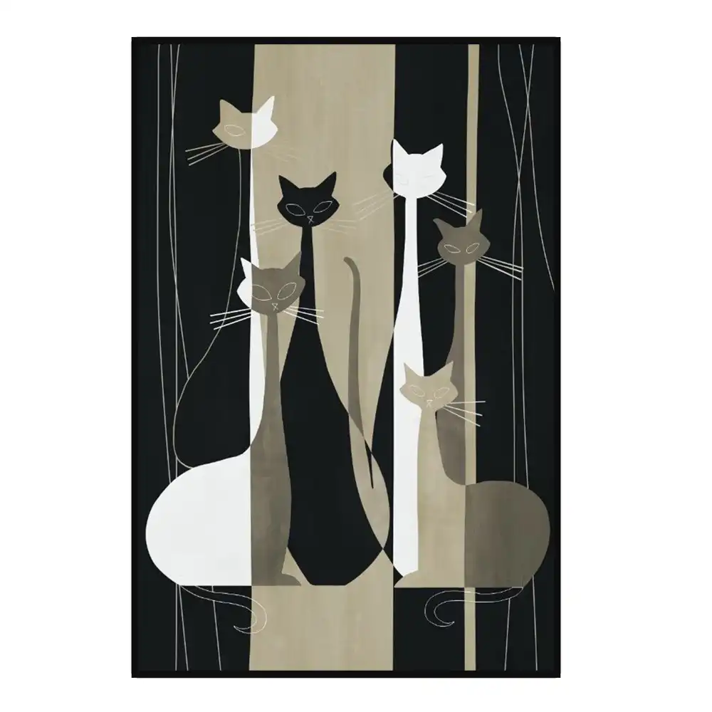 LIBERTA THE CATS ΠΙΝΑΚΑΣ ΔΙΑΚΟΣΜΗΣΗΣ 80x120x5cm ΚΑΜΒΑΣ ΠΟΛΥΧΡΩΜΟ ΞΥΛΟ ΜΑΥΡΟ