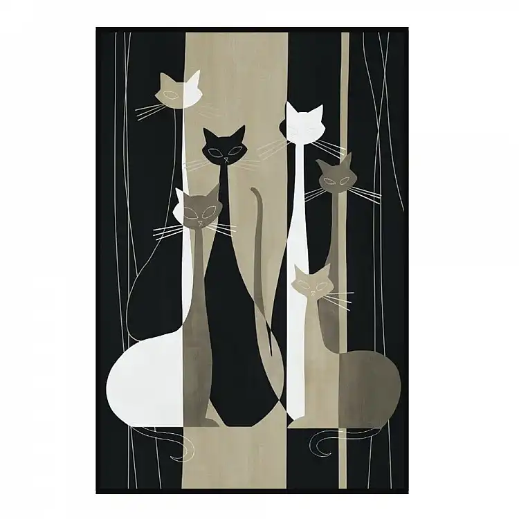 LIBERTA THE CATS ΠΙΝΑΚΑΣ ΔΙΑΚΟΣΜΗΣΗΣ 80x120x5cm ΚΑΜΒΑΣ ΠΟΛΥΧΡΩΜΟ ΞΥΛΟ ΜΑΥΡΟ