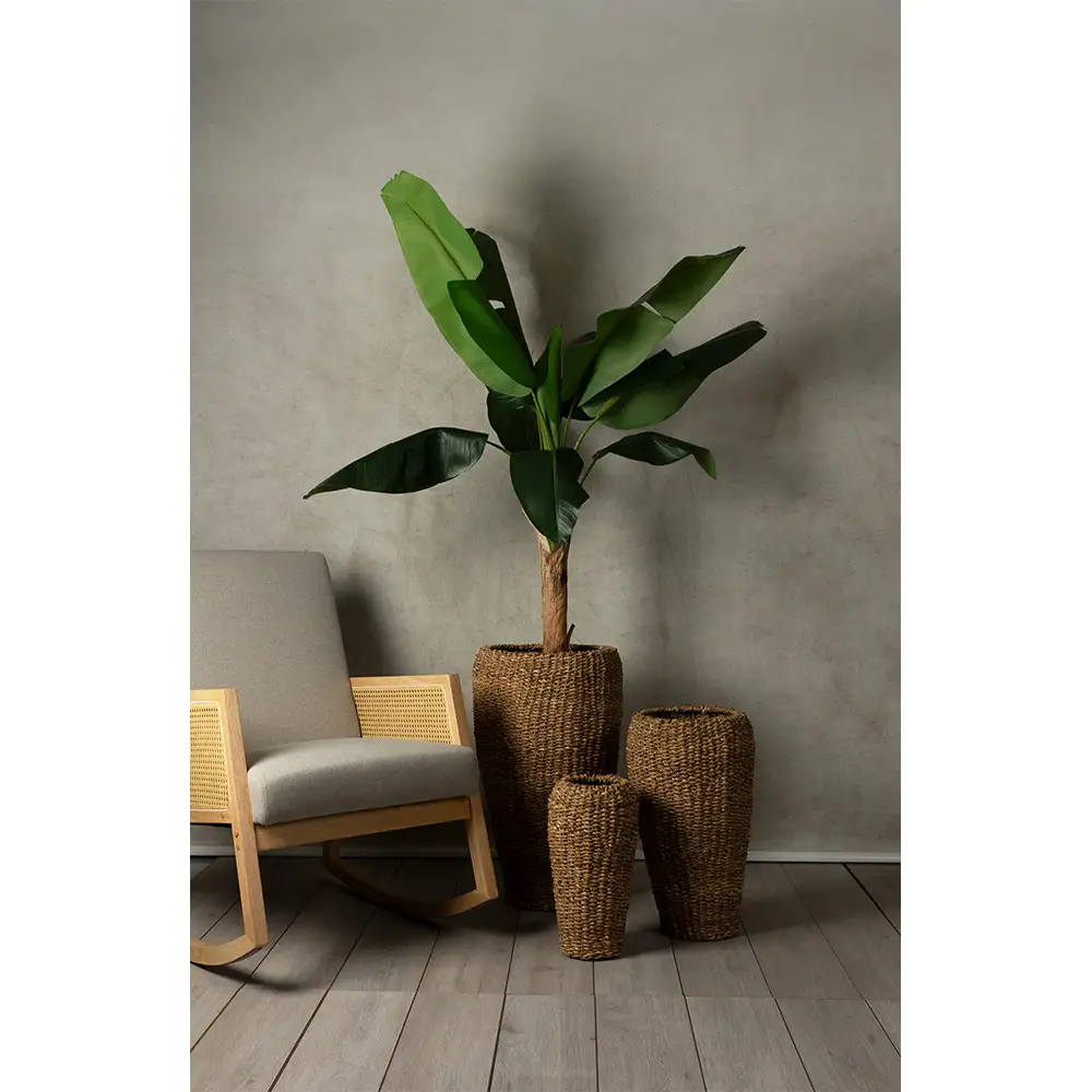 LIBERTA NEREA TALL ΓΛΑΣΤΡΑ SET 3ΤΜΧ 43x43x70cm SEAGRASS ΦΥΣΙΚΟ ΜΕΤΑΛΛΟ