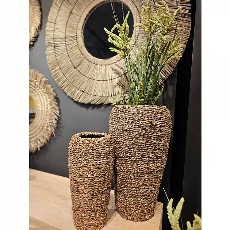 LIBERTA NEREA TALL ΓΛΑΣΤΡΑ SET 3ΤΜΧ 43x43x70cm SEAGRASS ΦΥΣΙΚΟ ΜΕΤΑΛΛΟ