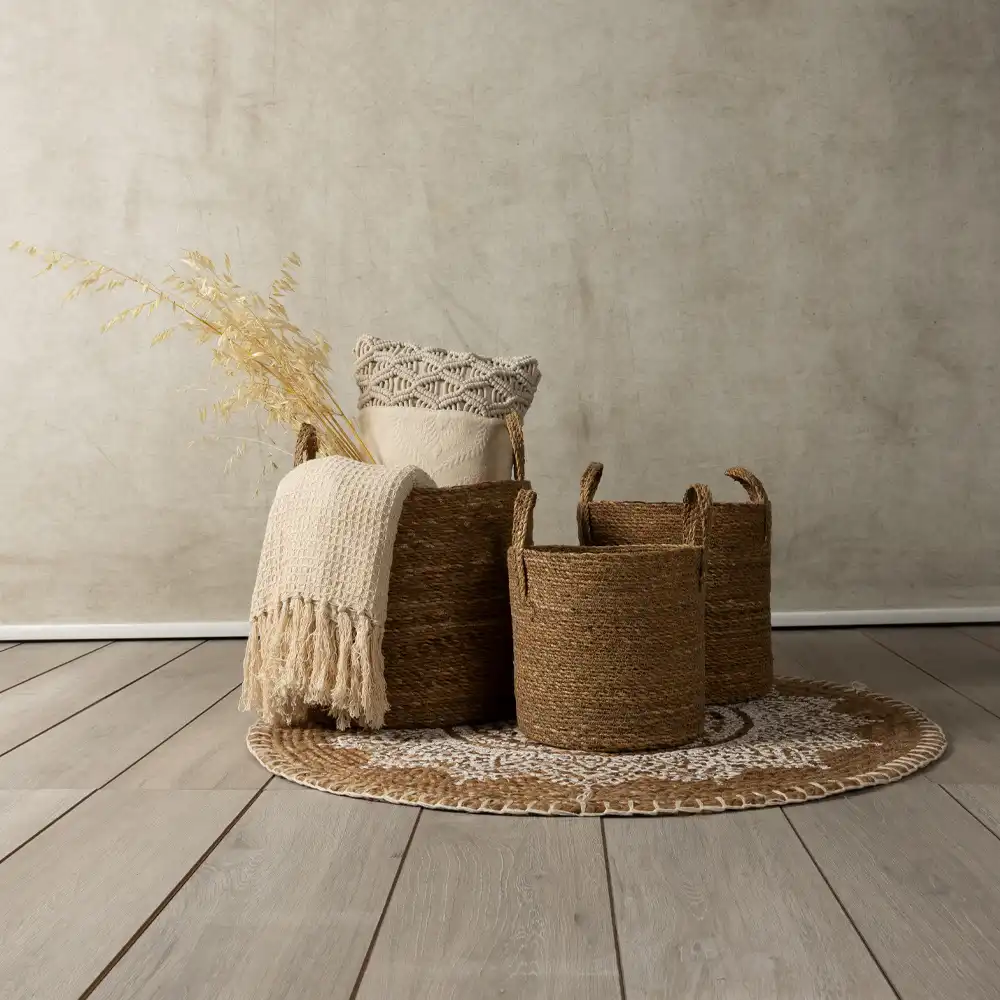 LIBERTA DEL MAR ΚΑΛΑΘΙ ΧΕΡΟΥΛΙ SET 3ΤΜΧ 35x35x35cm SEAGRASS ΦΥΣΙΚΟ