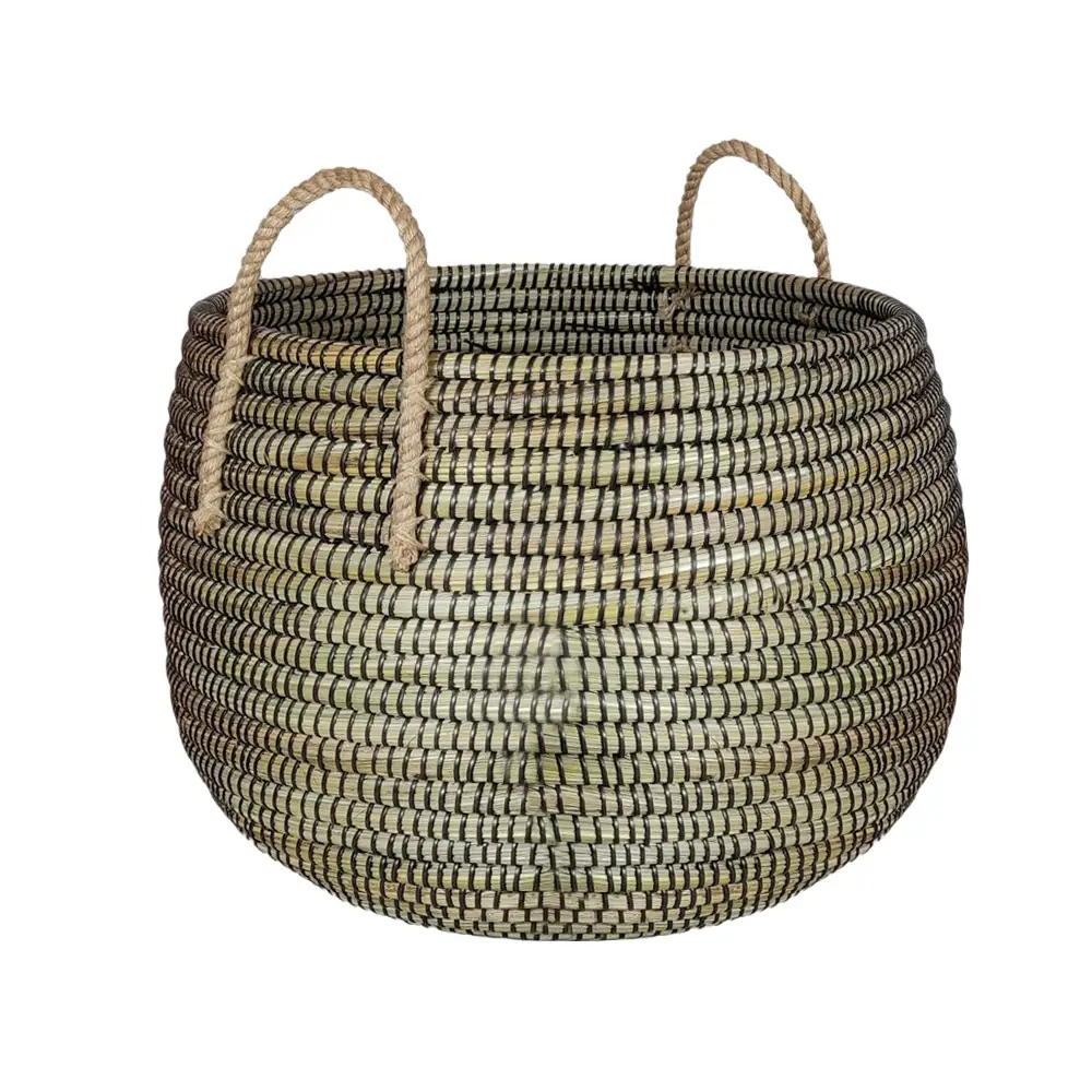 LIBERTA KENYA L ΚΑΛΑΘΙ ΑΠΟΘΗΚΕΥΣΗΣ 43x43x36cm KANSGRASS ΦΥΣΙΚΟ ΜΑΥΡΟ PVC