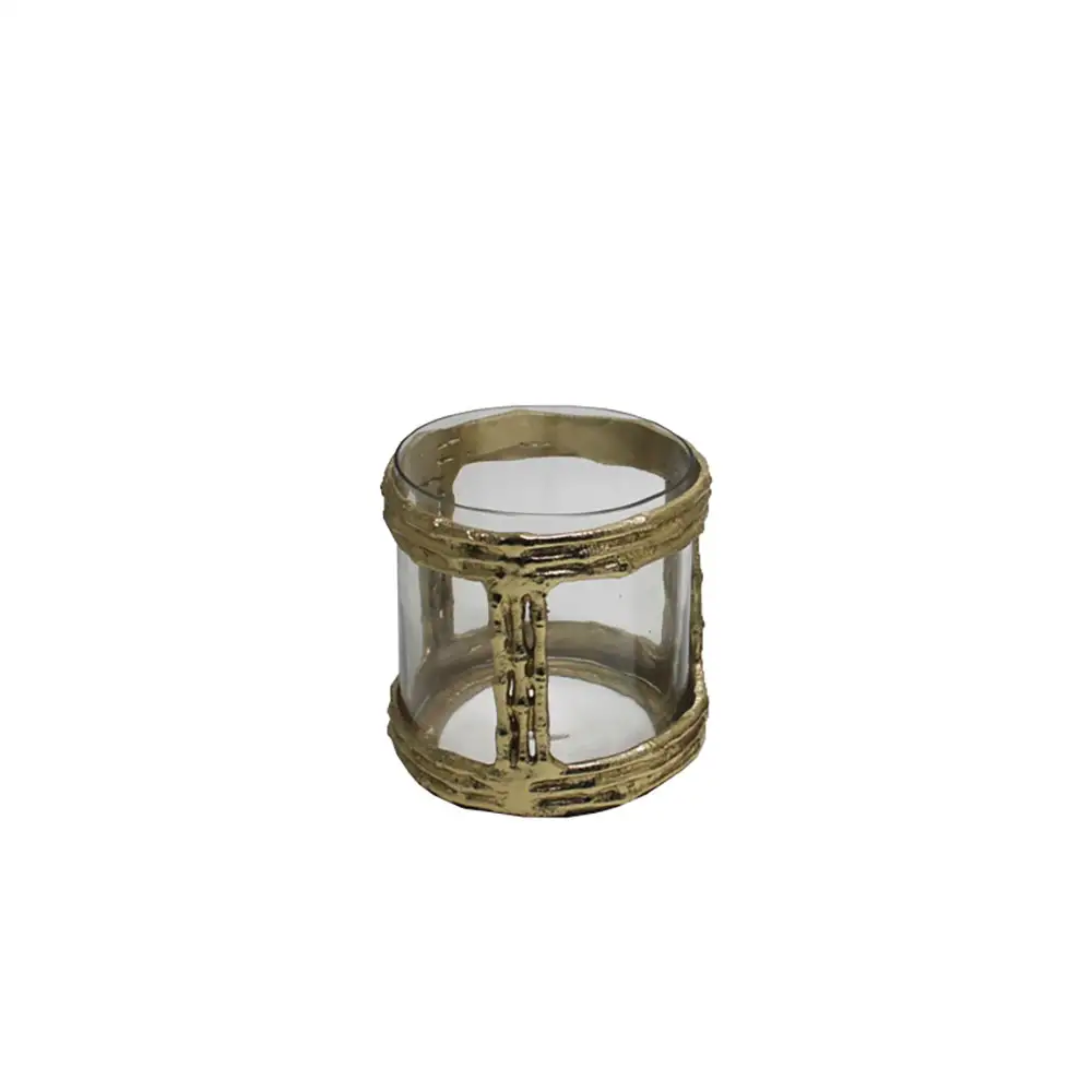 LIBERTA REED 14 ΚΗΡΟΠΗΓΙΟ 14x14x14cm ΑΛΟΥΜΙΝΙΟ ΧΡΥΣΟ ANTIQUE ΓΥΑΛΙ