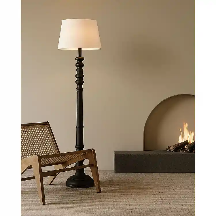 LIBERTA VICTORIEN ΦΩΤΙΣΤΙΚΟ ΕΠΙΔΑΠΕΔΙΟ 28x45x163cm ΞΥΛΟ ΜΑΥΡΟ ΥΦΑΣΜΑ ΛΕΥΚΟ