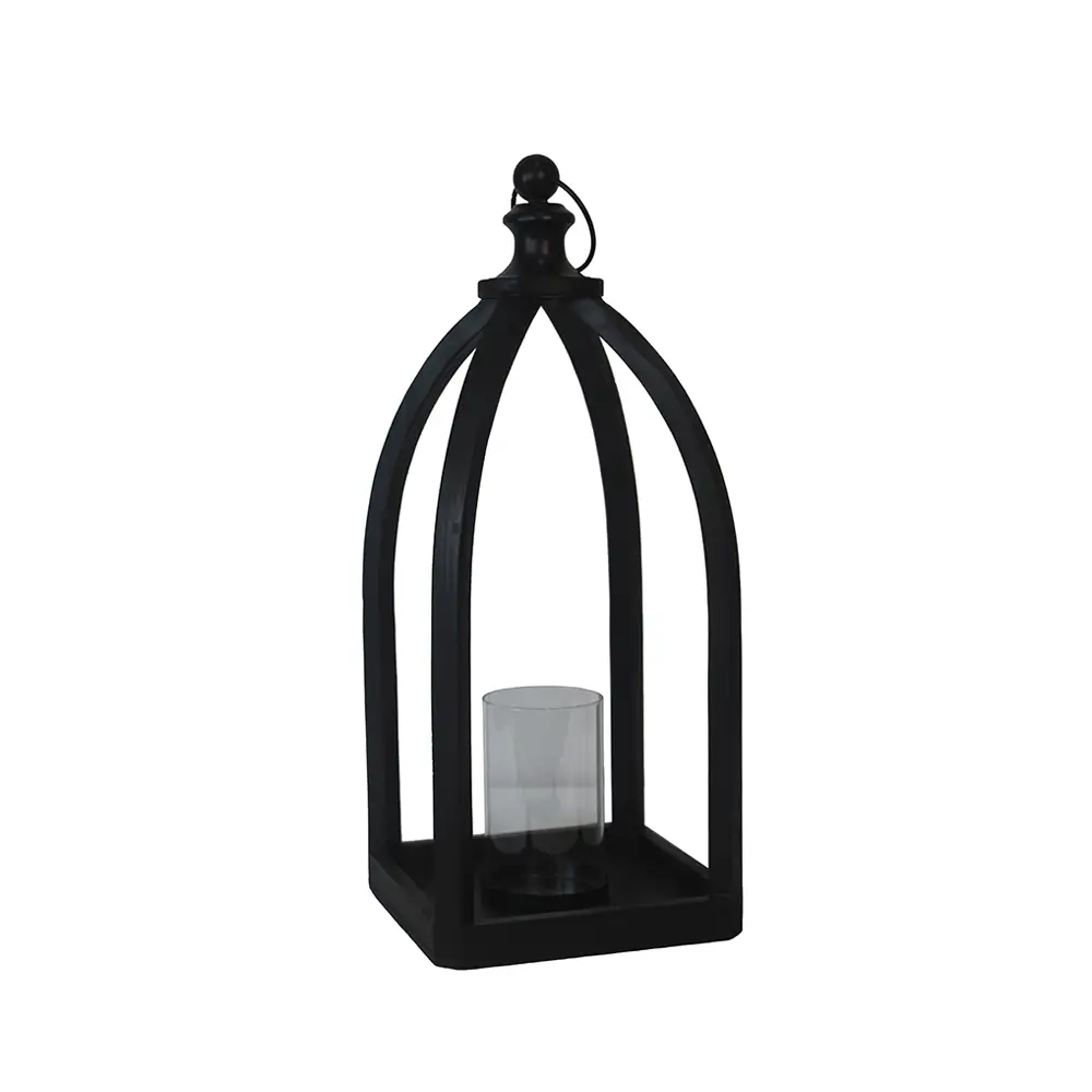 LIBERTA NIZAR ΦΑΝΑΡΙ 20x20x50cm ΞΥΛΟ ΜΑΥΡΟ ΓΥΑΛΙ