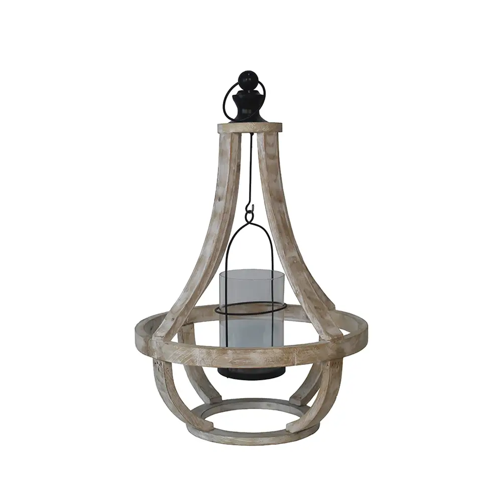 LIBERTA ESMA ΦΑΝΑΡΙ 35x35x52cm ΞΥΛΟ ΦΥΣΙΚΟ ΓΥΑΛΙ