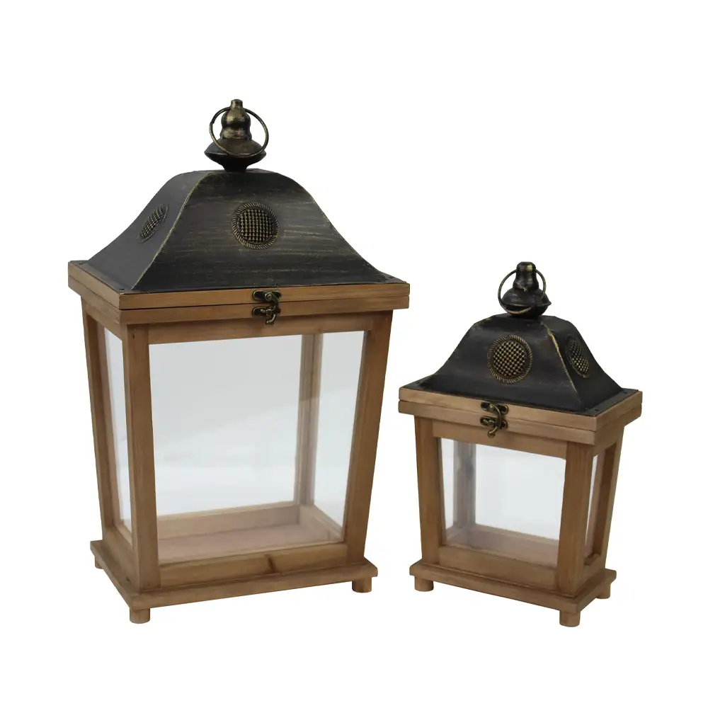 LIBERTA RAISA ΦΑΝΑΡΙ 28x20x49cm ΞΥΛΟ ΦΥΣΙΚΟ ΓΥΑΛΙ