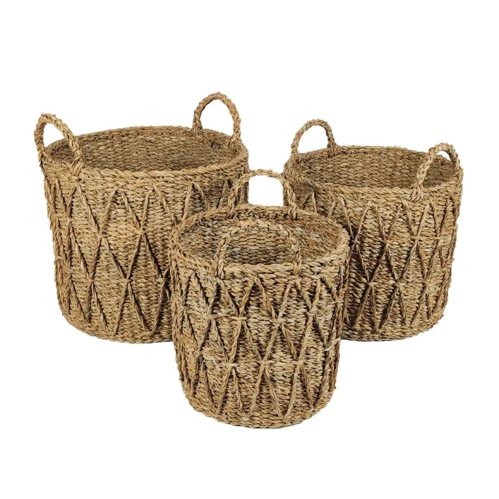 LIBERTA ALMAR ΚΑΛΑΘΙ ΑΠΟΘΗΚΕΥΣΗΣ SET 3ΤΜΧ 36x36x30cm SEAGRASS ΦΥΣΙΚΟ