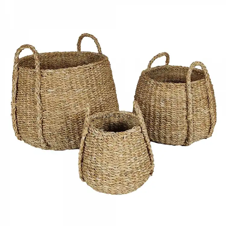 LIBERTA ALMAR ΚΑΛΑΘΙ ΧΕΡΟΥΛΙ SET 3ΤΜΧ 45x45x30cm SEAGRASS ΦΥΣΙΚΟ