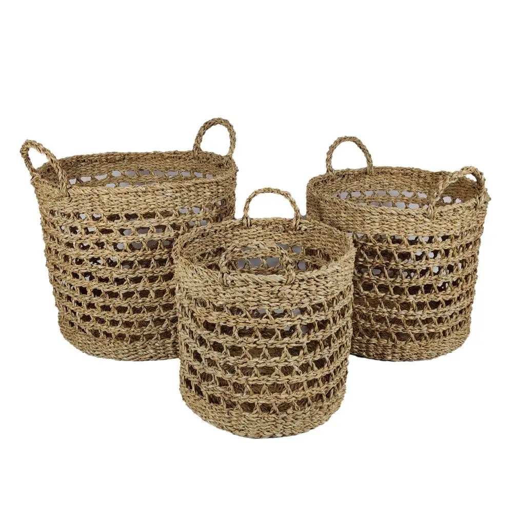 LIBERTA ALMAR ΚΑΛΑΘΙ ΧΕΡΟΥΛΙ SET 3ΤΜΧ 40x40x35cm SEAGRASS ΦΥΣΙΚΟ