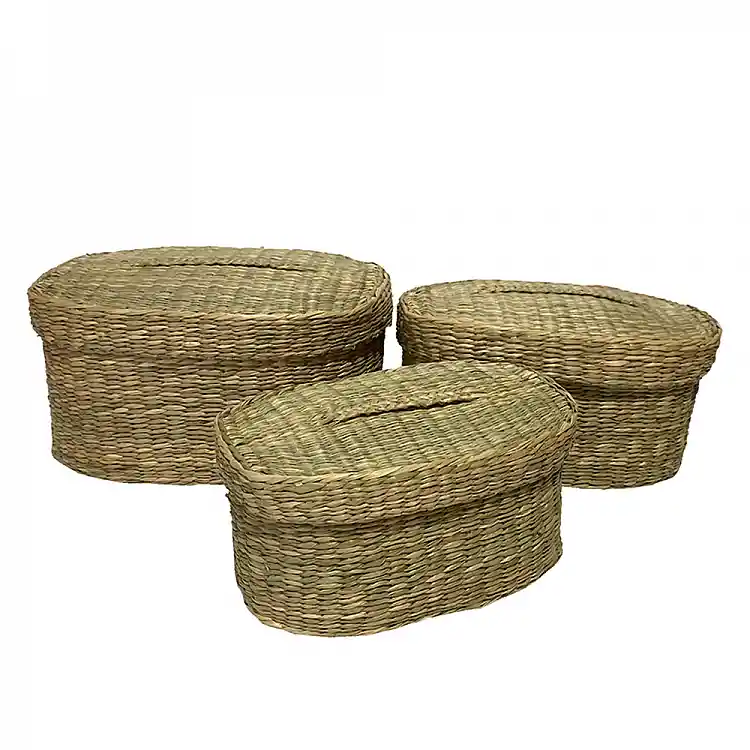 LIBERTA SIFNOS OVAL ΚΟΥΤΙ ΑΠΟΘΗΚΕΥΣΗΣ ΣΕΤ 3ΤΜΧ 30x20x15cm SEAGRASS ΦΥΣΙΚΟ