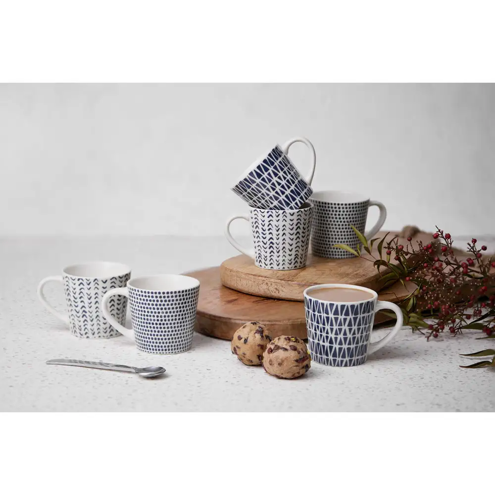 LIBERTA BLOMUS ΚΟΥΠΑ ESPRESSO SET 6ΤΜΧ 9.5x6.5x5cm NEW BONE CHINA ΛΕΥΚΟ ΜΠΛΕ