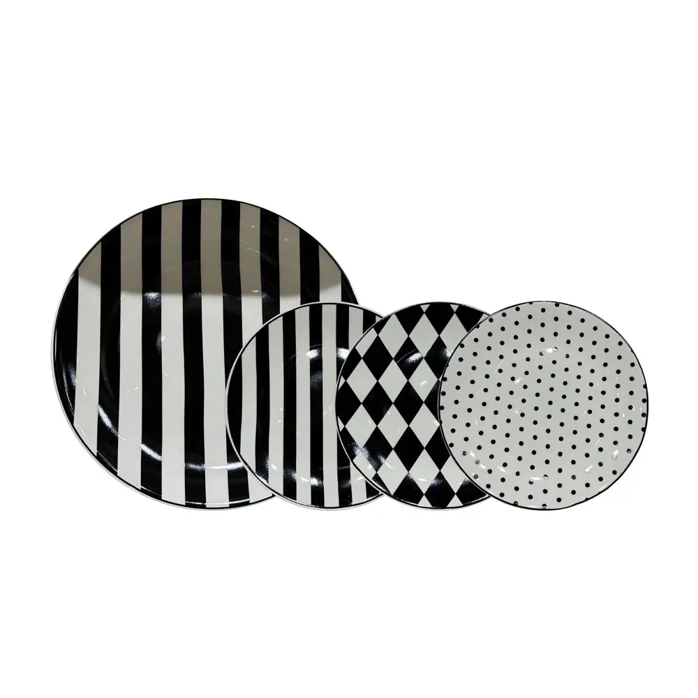 LIBERTA JOLIE ΠΙΑΤΟ ΓΛΥΚΟΥ SET 7ΤΜΧ 30x30x3cm NEW BONE CHINA ΛΕΥΚΟ ΜΑΥΡΟ