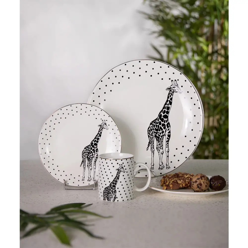 LIBERTA AFRICA ΠΙΑΤΟ ΓΛΥΚΟΥ SET 7ΤΜΧ 30x30x3cm NEW BONE CHINA ΛΕΥΚΟ ΜΑΥΡΟ