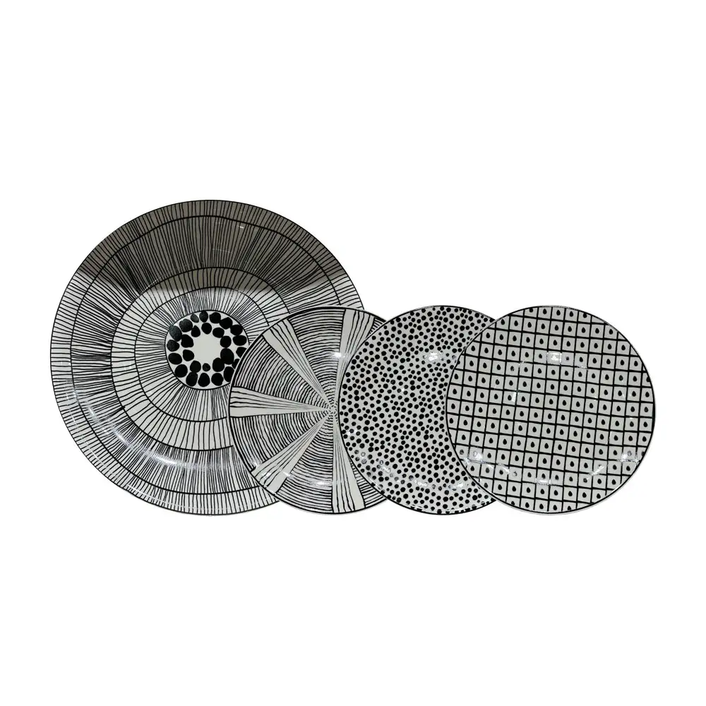 LIBERTA SERAX ΠΙΑΤΟ ΓΛΥΚΟΥ SET 7ΤΜΧ 30x30x3cm NEW BONE CHINA ΛΕΥΚΟ ΜΑΥΡΟ