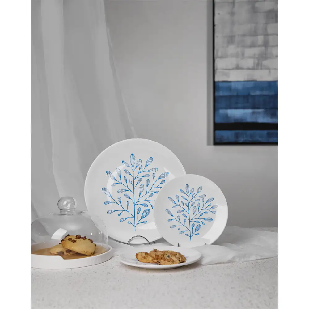 LIBERTA YDRA ΠΙΑΤΟ ΓΛΥΚΟΥ SET 7ΤΜΧ 30x30x3cm NEW BONE CHINA ΛΕΥΚΟ ΓΑΛΑΖΙΟ