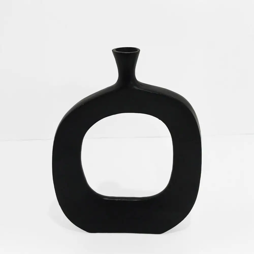 LIBERTA ABSTRACT OVAL ΒΑΖΟ 31x5x41cm ΑΛΟΥΜΙΝΙΟ ΜΑΥΡΟ