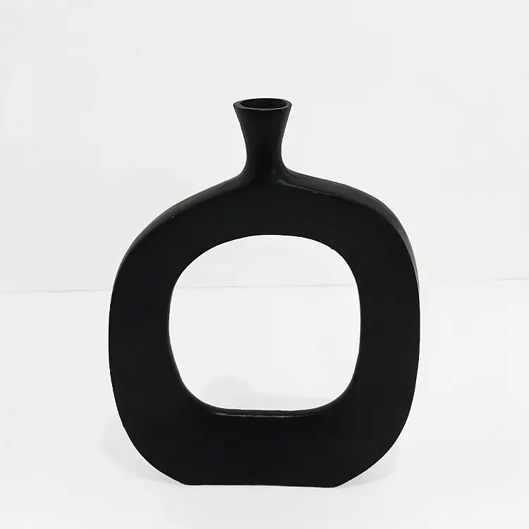 LIBERTA ABSTRACT OVAL ΒΑΖΟ 31x5x41cm ΑΛΟΥΜΙΝΙΟ ΜΑΥΡΟ