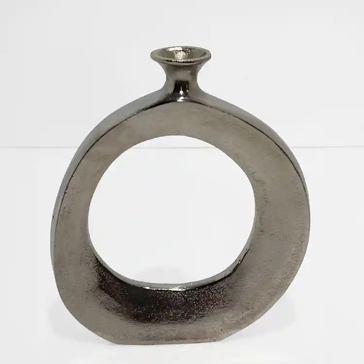 LIBERTA ABSTRACT CIRCLE ΒΑΖΟ 26x4x31cm ΑΛΟΥΜΙΝΙΟ SILVER NICKEL