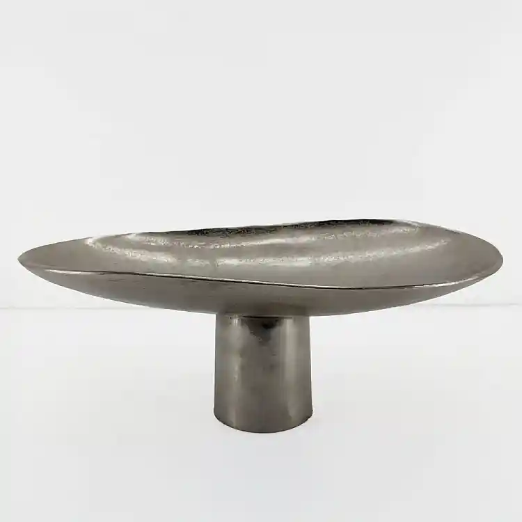 LIBERTA DUNE ΠΛΑΤΩ ΜΕ ΠΟΔΙ 46x26x18cm ΑΛΟΥΜΙΝΙΟ SILVER NICKEL