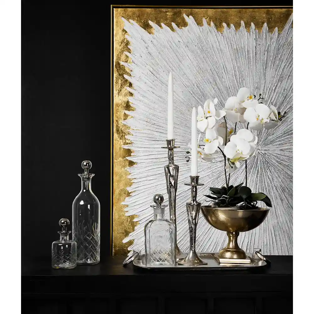 LIBERTA SHIRAN ΜΠΟΥΚΑΛΑ 10x10x26cm ΓΥΑΛΙ ΔΙΑΦΑΝΟ SILVER ΑΛΟΥΜΙΝΙΟ