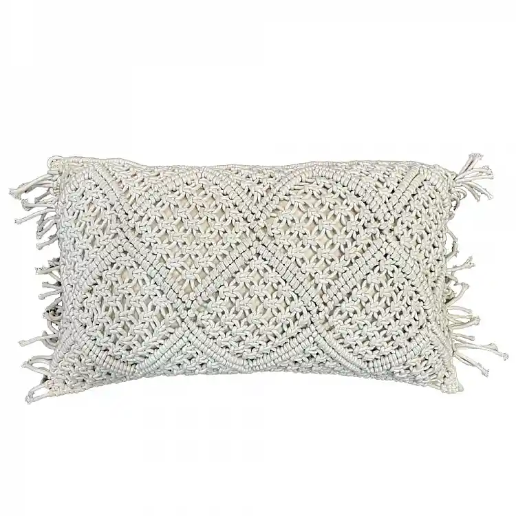 LIBERTA MIRAI ΔΙΑΚΟΣΜΗΤΙΚΟ ΜΑΞΙΛΑΡΙ MACRAME 30x50cm ΒΑΜΒΑΚΙ IVORY POLYESTER