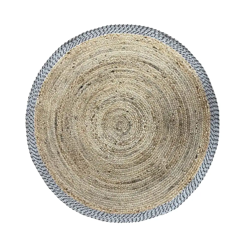 LIBERTA INES ΧΑΛΙ ΣΑΛΟΝΙΟΥ ΣΤΡΟΓΓΥΛΟ 150x150cm ΒΑΜΒΑΚΙ ΦΥΣΙΚΟ ΓΚΡΙ ΓΙΟΥΤΑ