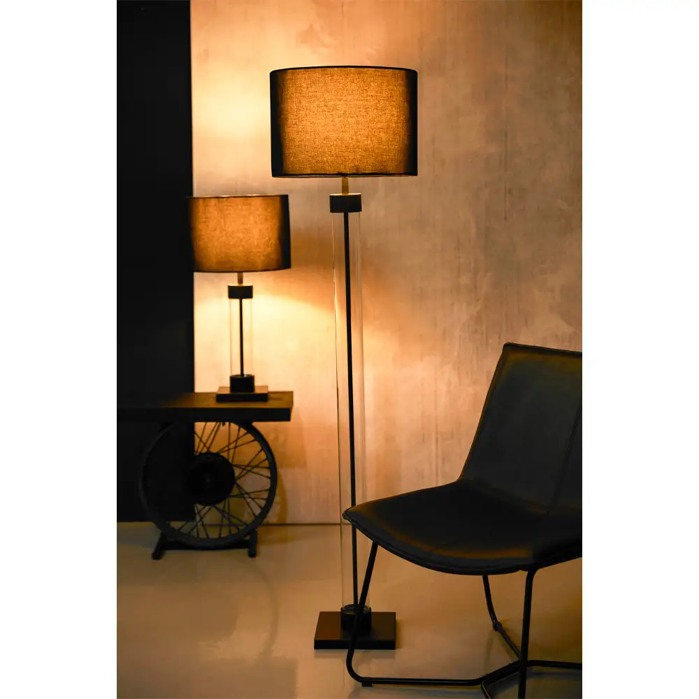 LIBERTA TREMONT ΦΩΤΙΣΤΙΚΟ ΕΠΙΔΑΠΕΔΙΟ 41x41x152cm ΣΙΔΕΡΟ ΜΑΥΡΟ ΜΑΤ ΓΥΑΛΙ ΜΑΥΡΟ