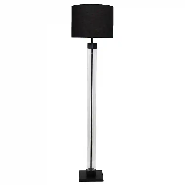LIBERTA TREMONT ΦΩΤΙΣΤΙΚΟ ΕΠΙΔΑΠΕΔΙΟ 41x41x152cm ΣΙΔΕΡΟ ΜΑΥΡΟ ΜΑΤ ΓΥΑΛΙ ΜΑΥΡΟ