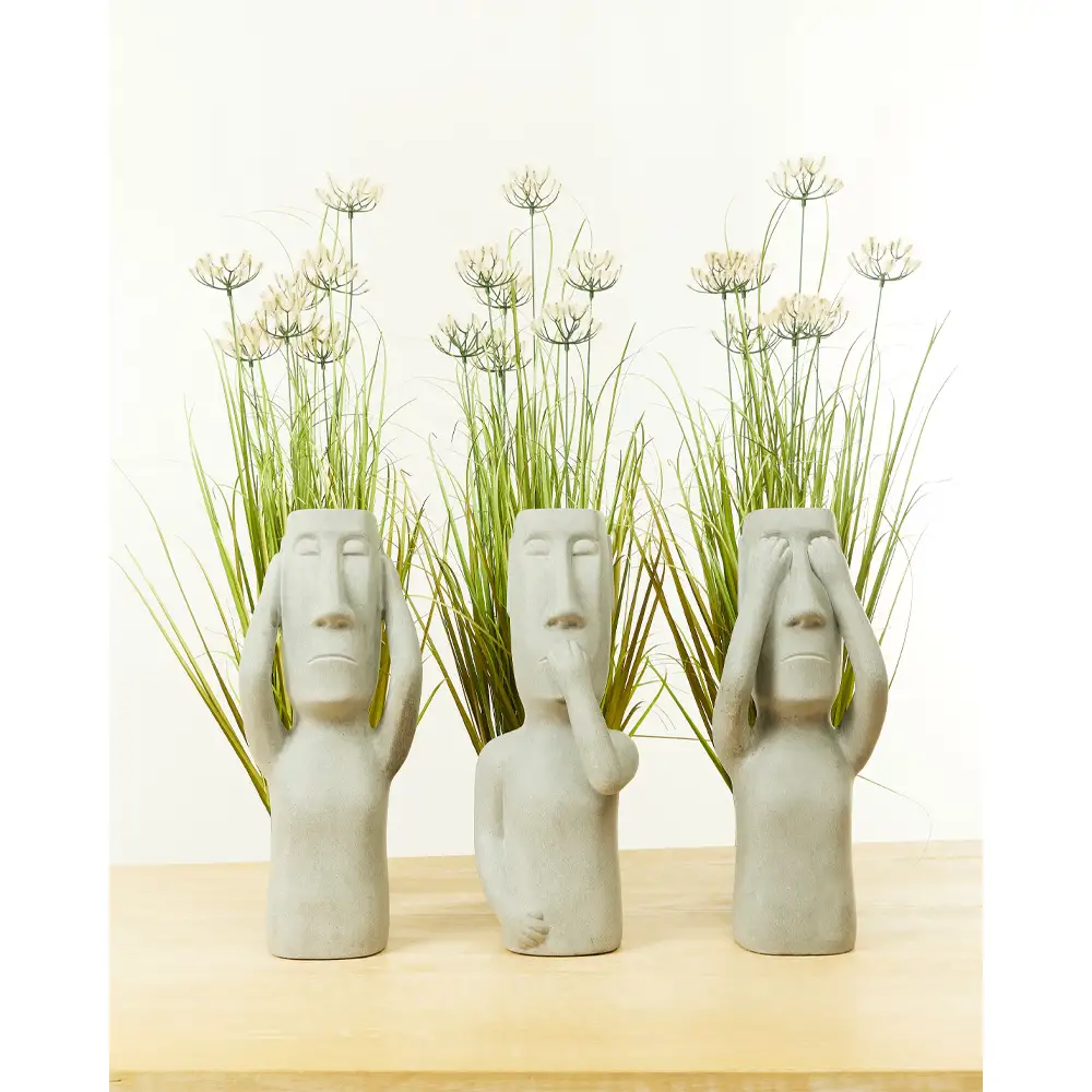 LIBERTA PERU MAN EAR ΔΙΑΚΟΣΜΗΤΙΚΗ ΦΙΓΟΥΡΑ 21x17x51cm ΤΕΧΝΗΤΗ ΠΕΤΡΑ ΓΚΡΙ