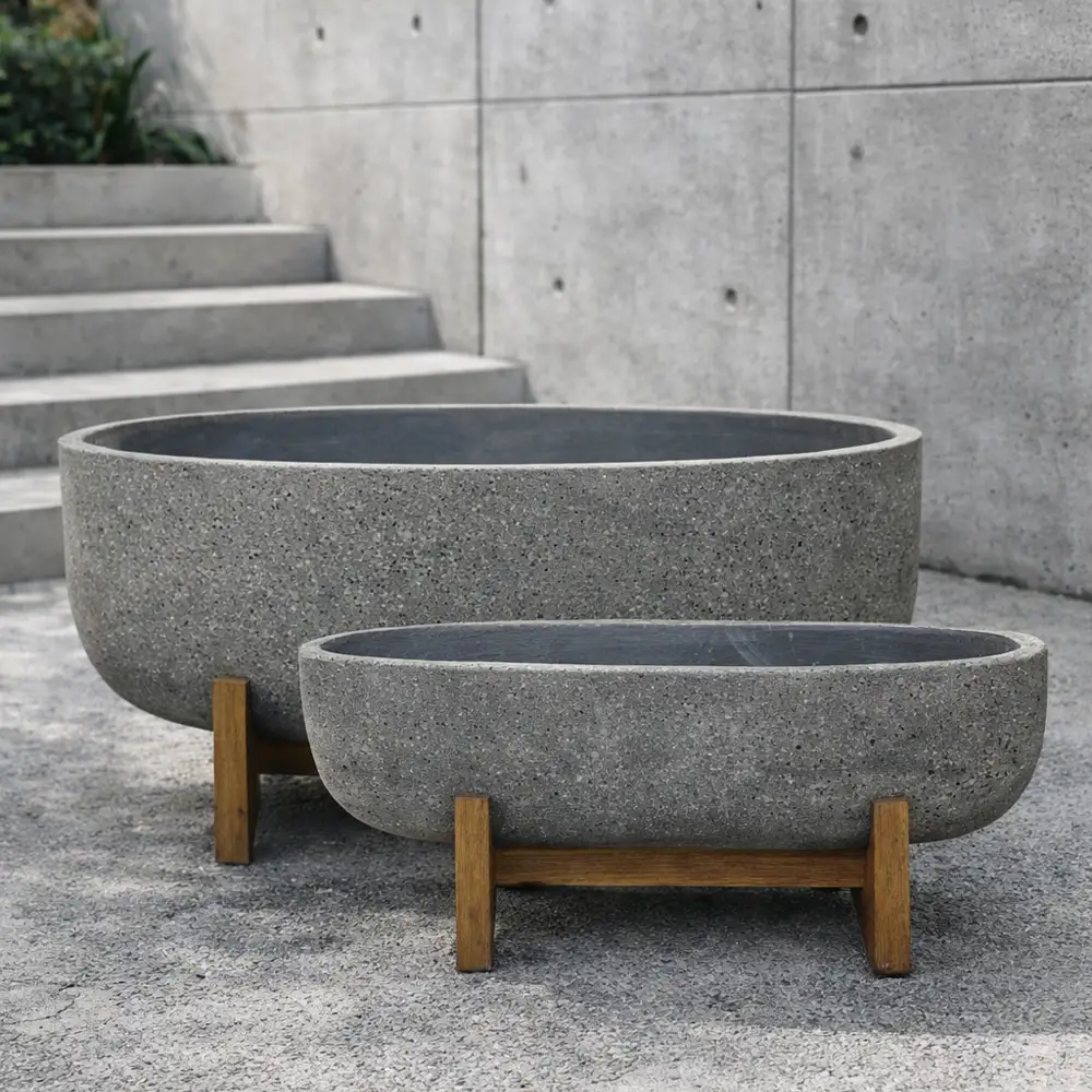 LIBERTA ZINNIA ΚΑΣΠΩ SET 2ΤΜΧ 75x24x32cm ΤΣΙΜΕΝΤΟ ΑΝΘΡΑΚΙ ΦΥΣΙΚΟ ΞΥΛΟ