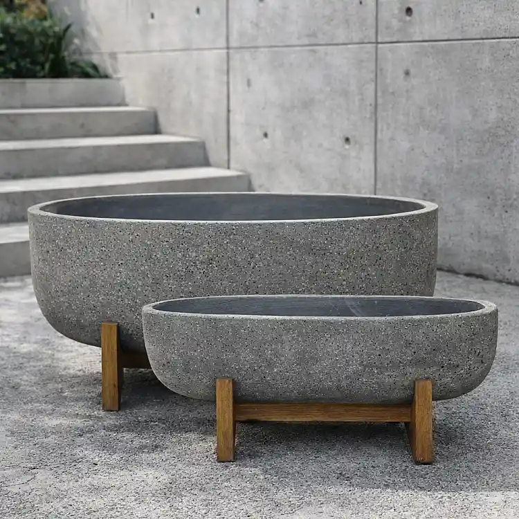 LIBERTA ZINNIA ΚΑΣΠΩ SET 2ΤΜΧ 75x24x32cm ΤΣΙΜΕΝΤΟ ΑΝΘΡΑΚΙ ΦΥΣΙΚΟ ΞΥΛΟ