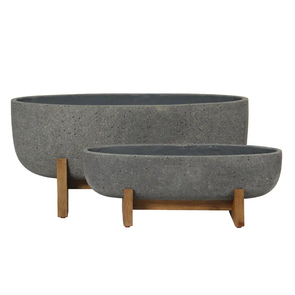 LIBERTA ZINNIA ΚΑΣΠΩ SET 2ΤΜΧ 75x24x32cm ΤΣΙΜΕΝΤΟ ΑΝΘΡΑΚΙ ΦΥΣΙΚΟ ΞΥΛΟ