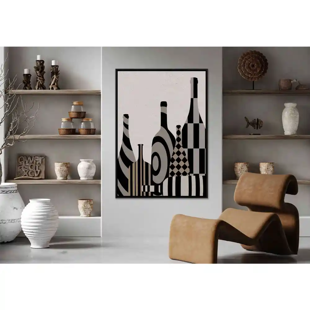 LIBERTA ART BOTTLES ΠΙΝΑΚΑΣ ΔΙΑΚΟΣΜΗΣΗΣ 83x123x4cm ΚΑΜΒΑΣ ΠΟΛΥΧΡΩΜΟ ΞΥΛΟ ΜΑΥΡΟ