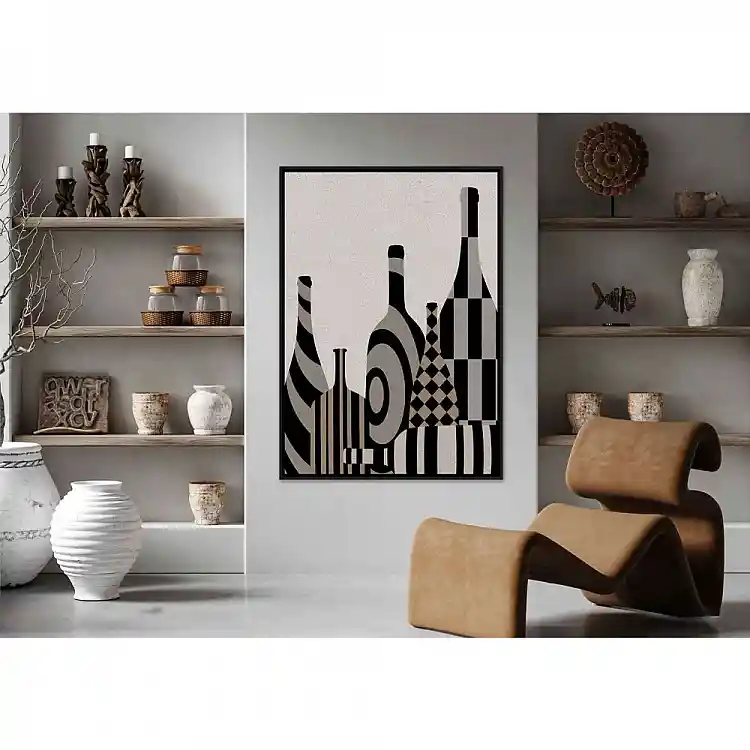 LIBERTA ART BOTTLES ΠΙΝΑΚΑΣ ΔΙΑΚΟΣΜΗΣΗΣ 83x123x4cm ΚΑΜΒΑΣ ΠΟΛΥΧΡΩΜΟ ΞΥΛΟ ΜΑΥΡΟ
