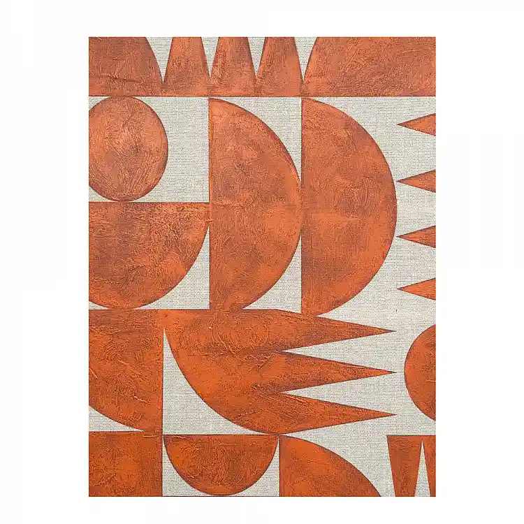 LIBERTA GEOMETRIC CUBISM ΠΙΝΑΚΑΣ ΔΙΑΚΟΣΜΗΣΗΣ ΜΕ ΚΟΡΝΙΖΑ 80x120x4cm ΚΑΜΒΑΣ TERRACOTTA ΞΥΛΟ ΦΥΣΙΚΟ