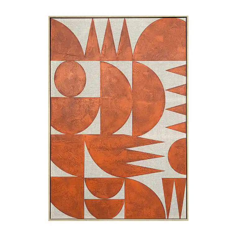 LIBERTA GEOMETRIC CUBISM ΠΙΝΑΚΑΣ ΔΙΑΚΟΣΜΗΣΗΣ ΜΕ ΚΟΡΝΙΖΑ 80x120x4cm ΚΑΜΒΑΣ TERRACOTTA ΞΥΛΟ ΦΥΣΙΚΟ