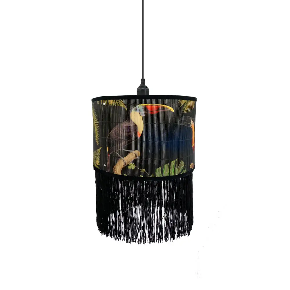 LIBERTA TROPICAL BIRDS B ΦΩΤΙΣΤΙΚΟ ΟΡΟΦΗΣ 30x30x23cm BAMBOO ΠΟΛΥΧΡΩΜΟ ΜΑΥΡΟ