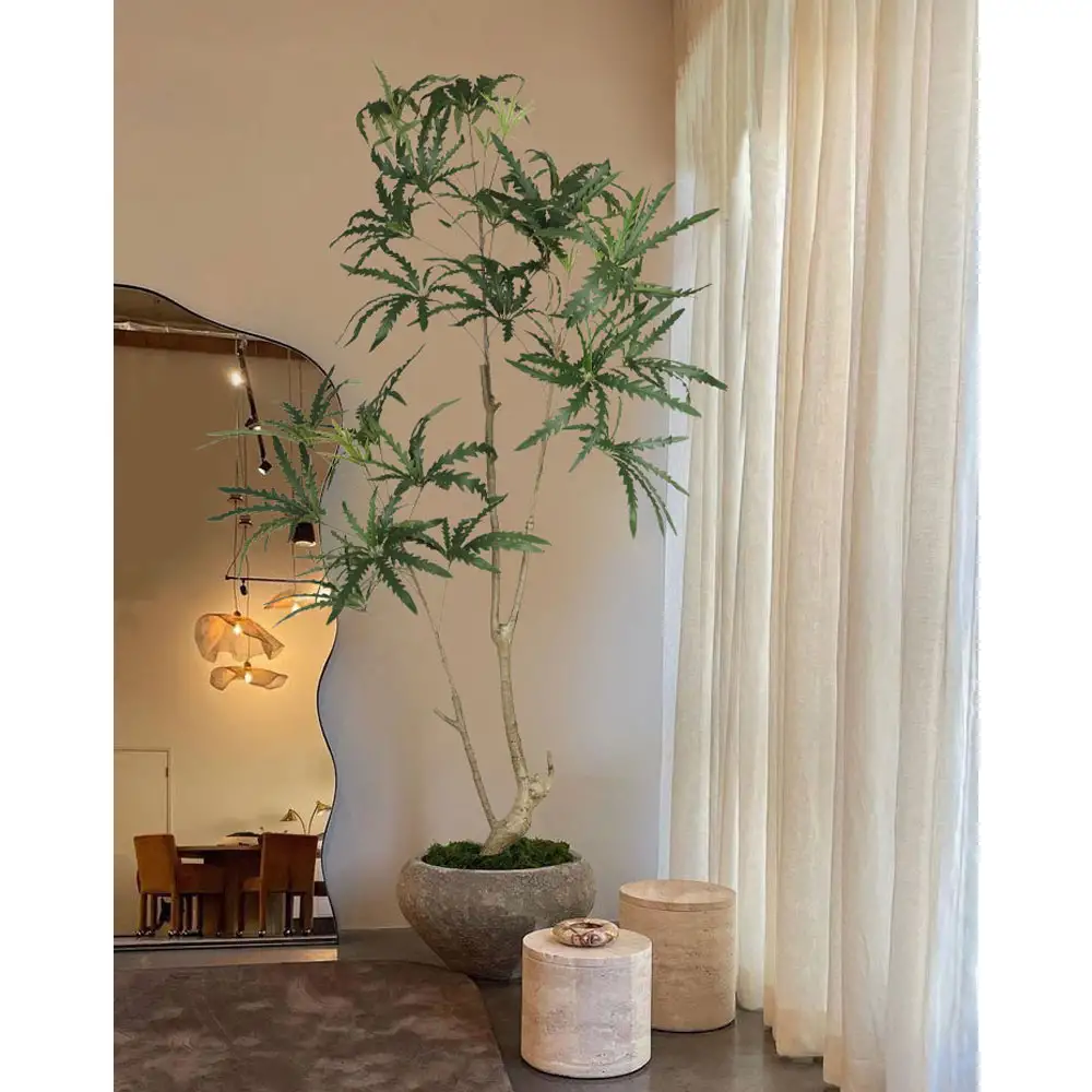 LIBERTA PEACOCK TREE ΔΕΝΤΡΟ ΤΕΧΝΗΤΟ ΣΕ ΓΛΑΣΤΡΑ 150cm PE ΠΡΑΣΙΝΟ ΜΕΤΑΞΩΤΟ ΥΦΑΣΜΑ