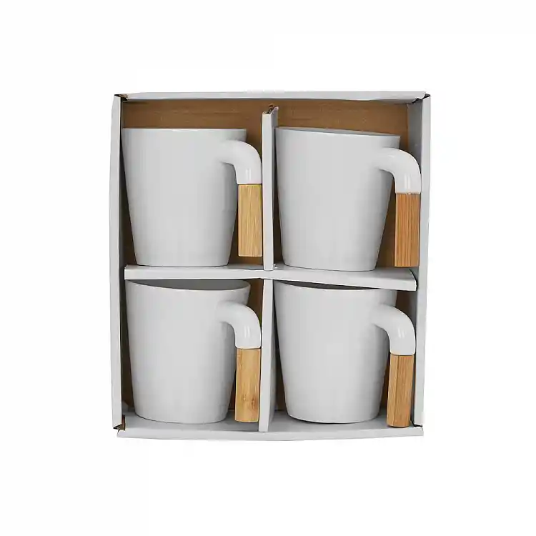LIBERTA NORDIC ΚΟΥΠΑ SET 4ΤΜΧ 23x23x9cm ΠΟΡΣΕΛΑΝΗ ΛΕΥΚΟ ΦΥΣΙΚΟ BAMBOO