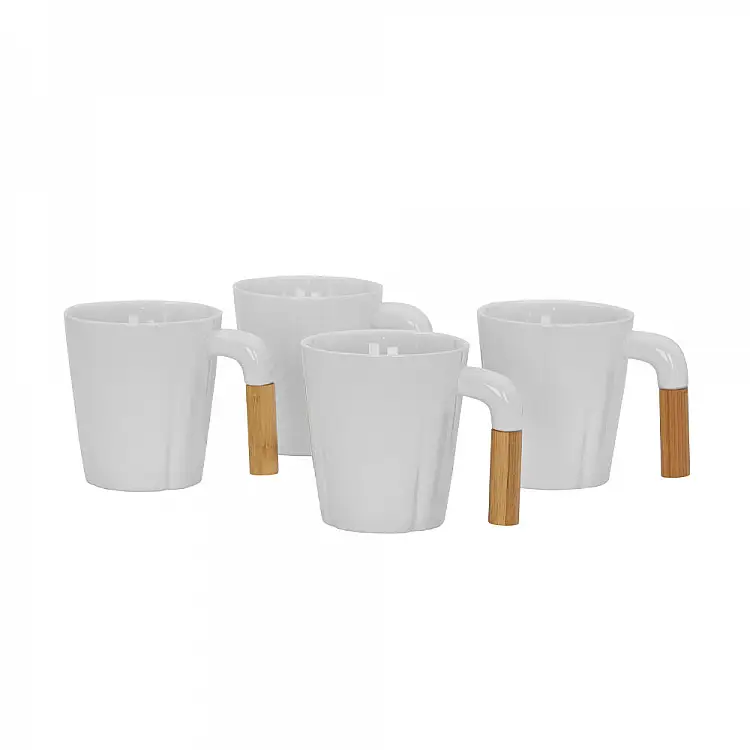 LIBERTA NORDIC ΚΟΥΠΑ SET 4ΤΜΧ 23x23x9cm ΠΟΡΣΕΛΑΝΗ ΛΕΥΚΟ ΦΥΣΙΚΟ BAMBOO