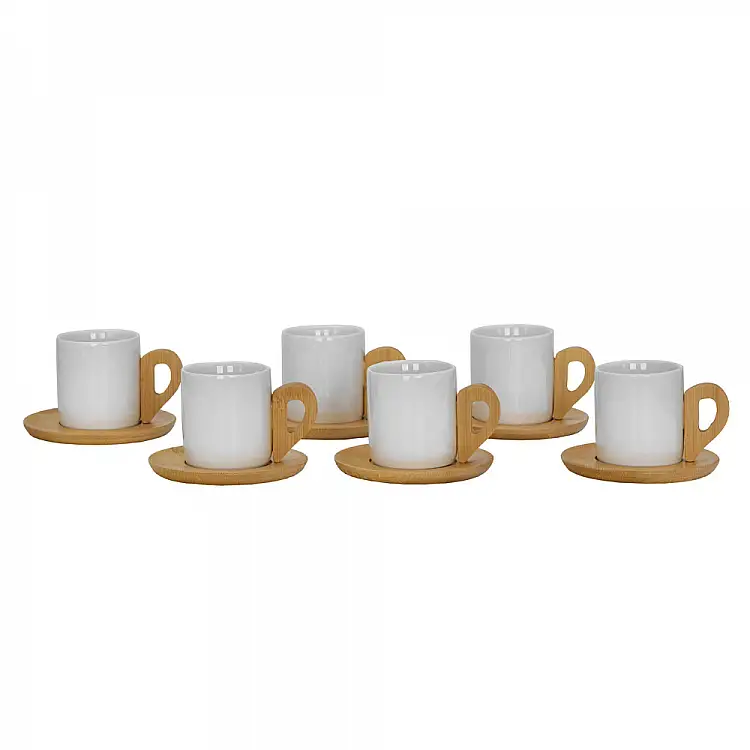 LIBERTA NORDIC ΚΟΥΠΑ ESPRESSO SET 6ΤΜΧ 29x21x7cm ΠΟΡΣΕΛΑΝΗ ΛΕΥΚΟ ΦΥΣΙΚΟ BAMBOO