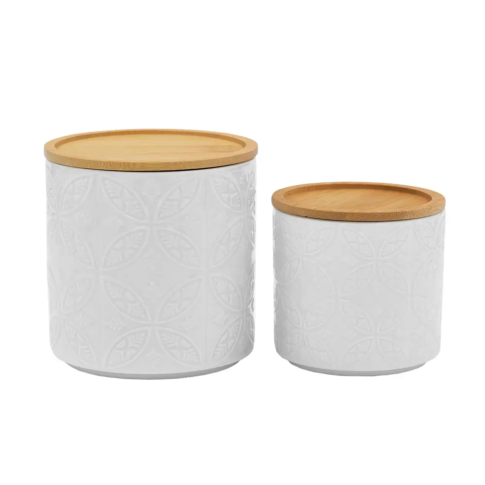 LIBERTA FLEURS ΔΟΧΕΙΟ ΑΠΟΘΗΚΕΥΣΗΣ ΜΕ ΚΑΠΑΚΙ 11x11x11cm ΠΟΡΣΕΛΑΝΗ ΛΕΥΚΟ ΦΥΣΙΚΟ BAMBOO