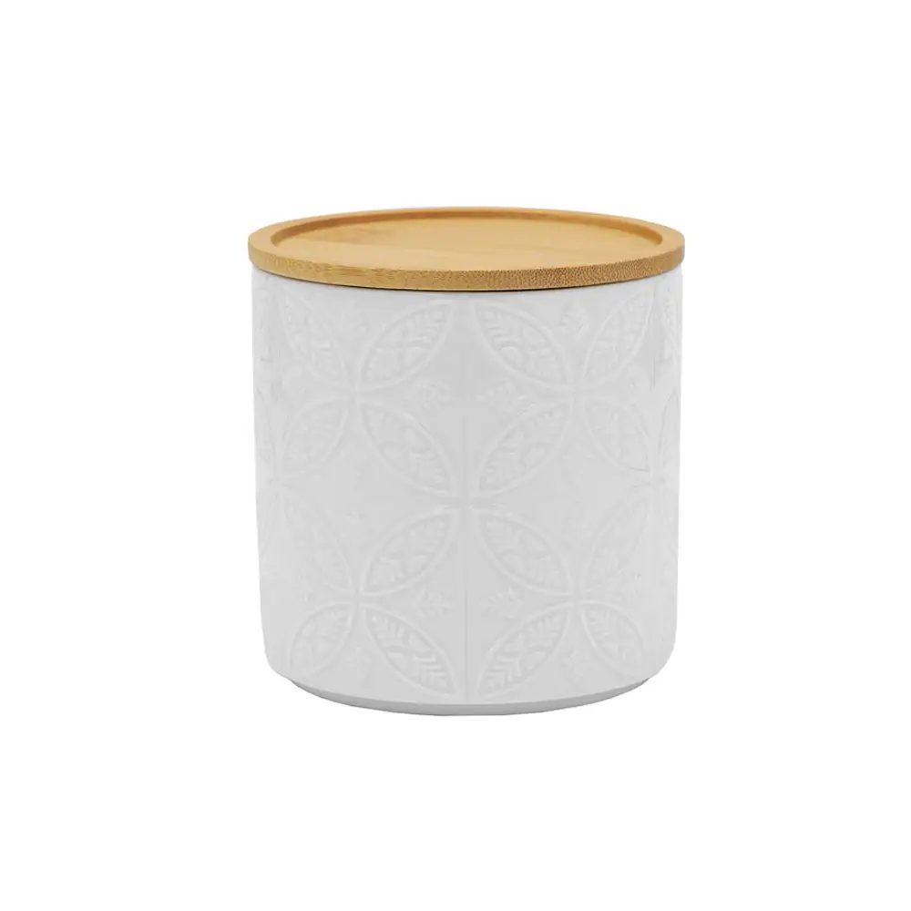 LIBERTA FLEURS ΔΟΧΕΙΟ ΑΠΟΘΗΚΕΥΣΗΣ ΜΕ ΚΑΠΑΚΙ 11x11x11cm ΠΟΡΣΕΛΑΝΗ ΛΕΥΚΟ ΦΥΣΙΚΟ BAMBOO