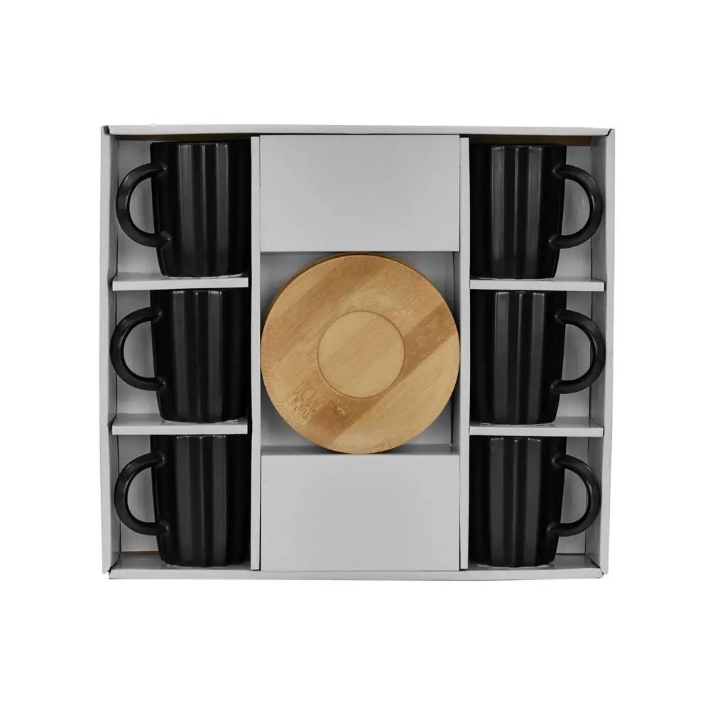 LIBERTA CACTUS ΚΟΥΠΑ ESPRESSO SET 6ΤΜΧ 32x28x7cm ΠΟΡΣΕΛΑΝΗ ΜΑΥΡΟ ΦΥΣΙΚΟ BAMBOO