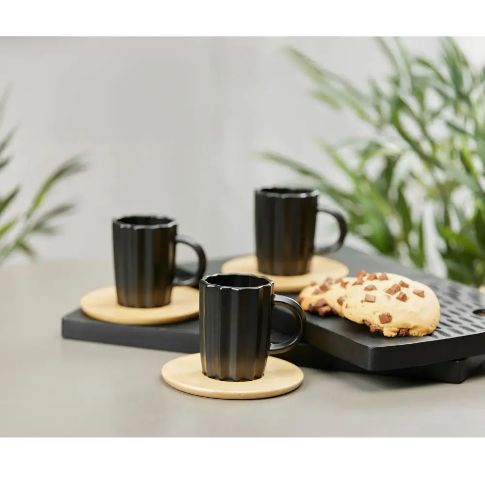 LIBERTA CACTUS ΚΟΥΠΑ ESPRESSO SET 6ΤΜΧ 27x22x6cm ΠΟΡΣΕΛΑΝΗ ΜΑΥΡΟ ΦΥΣΙΚΟ BAMBOO