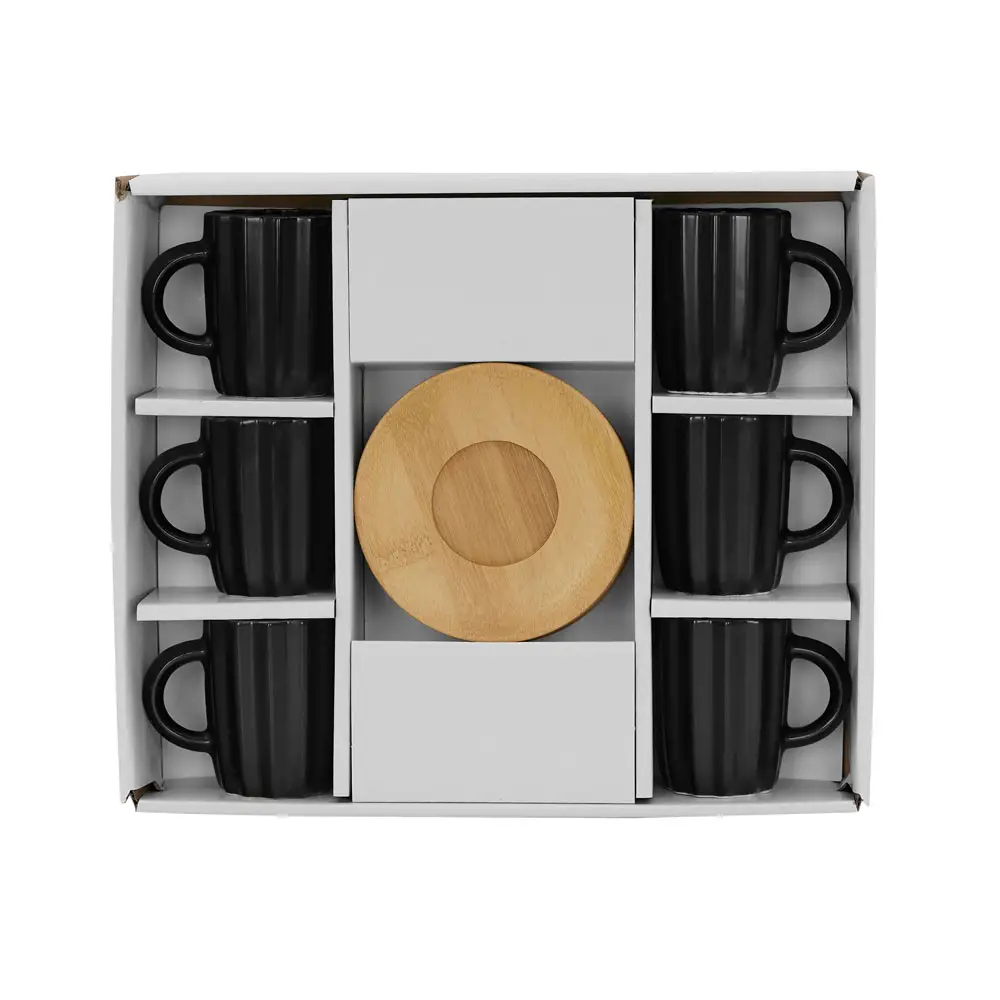 LIBERTA CACTUS ΚΟΥΠΑ ESPRESSO SET 6ΤΜΧ 27x22x6cm ΠΟΡΣΕΛΑΝΗ ΜΑΥΡΟ ΦΥΣΙΚΟ BAMBOO