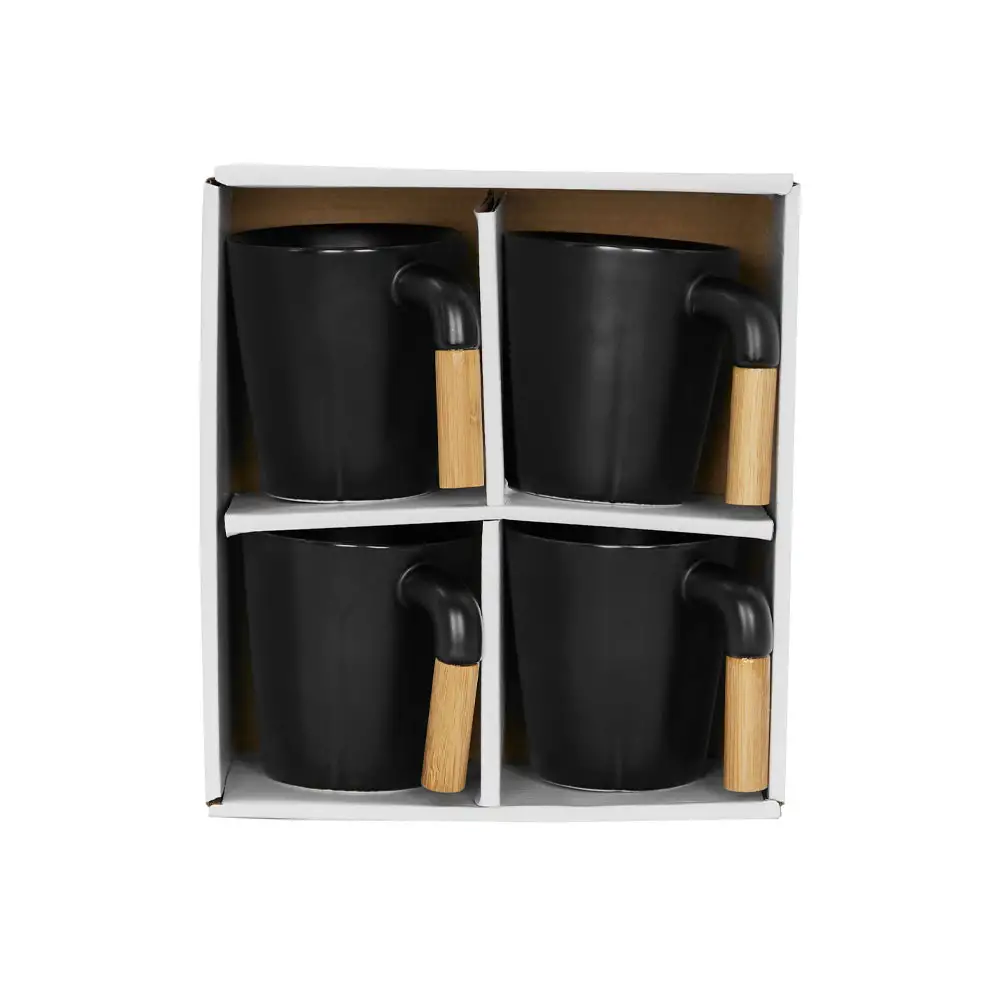 LIBERTA NORDIC ΚΟΥΠΑ SET 4ΤΜΧ 13x23x9cm ΠΟΡΣΕΛΑΝΗ ΜΑΥΡΟ ΦΥΣΙΚΟ BAMBOO