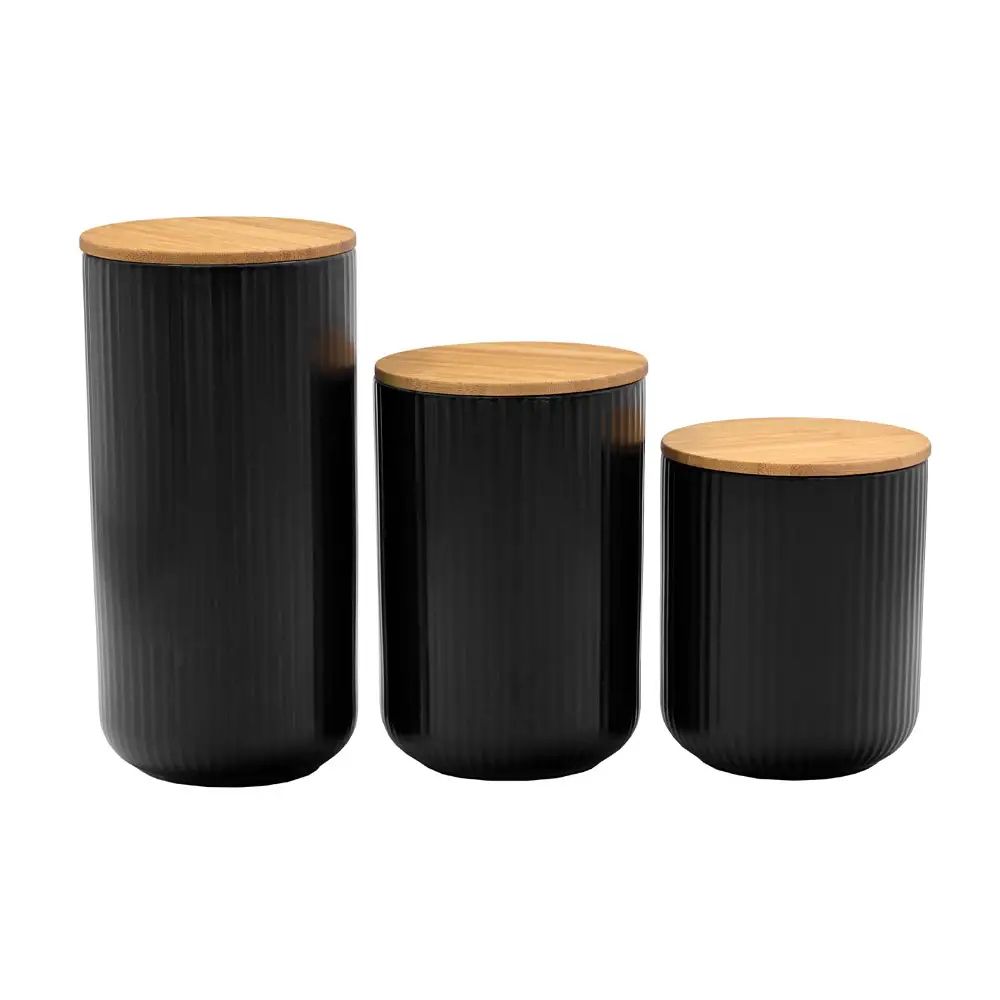 LIBERTA RIPPLE ΔΟΧΕΙΟ ΑΠΟΘΗΚΕΥΣΗΣ ΜΕ ΚΑΠΑΚΙ 10x10x15cm ΠΟΡΣΕΛΑΝΗ ΜΑΥΡΟ ΦΥΣΙΚΟ BAMBOO